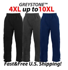 Men's BIG TALL Casual SWEATPANTS Fleece Jogger Pants Slash Pockets GREYSTONE