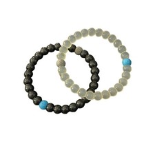 Set Of 2 Black and White Beaded Fashion Style Child's Bracelets