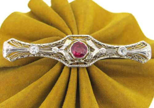 1.17 ct Ruby Antique 14k White & Yellow Gold .20 … - image 1