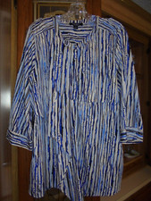 Nine West Jeans blue and beige striped tunic top size XL