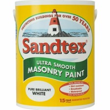 SANDTEX 5 L ULTRA SMOOTH Masonry Wall Paint Exterior Rainproof BRILLIANT WHITE