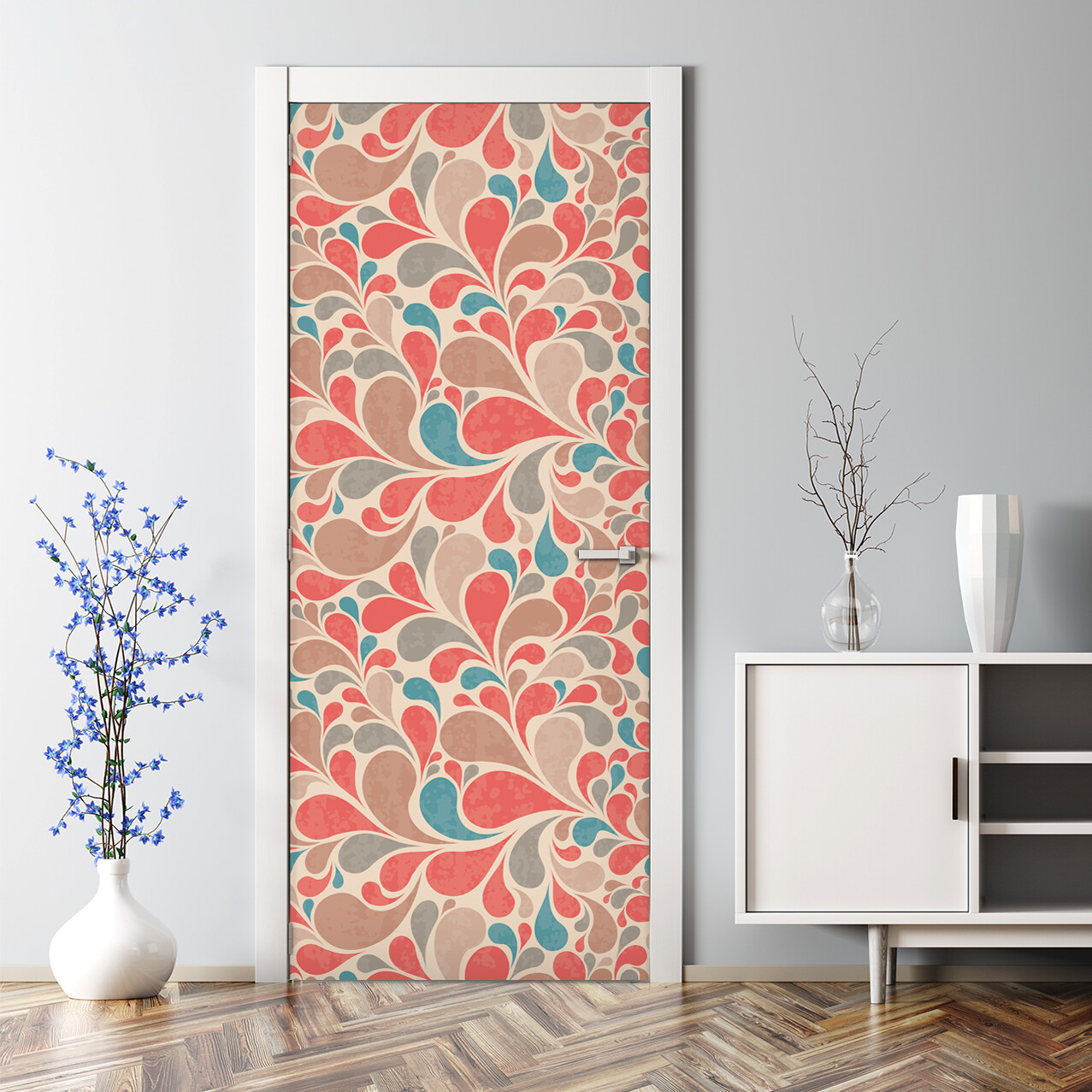 Retro grunge elegant door decal vintage trendy decorative design