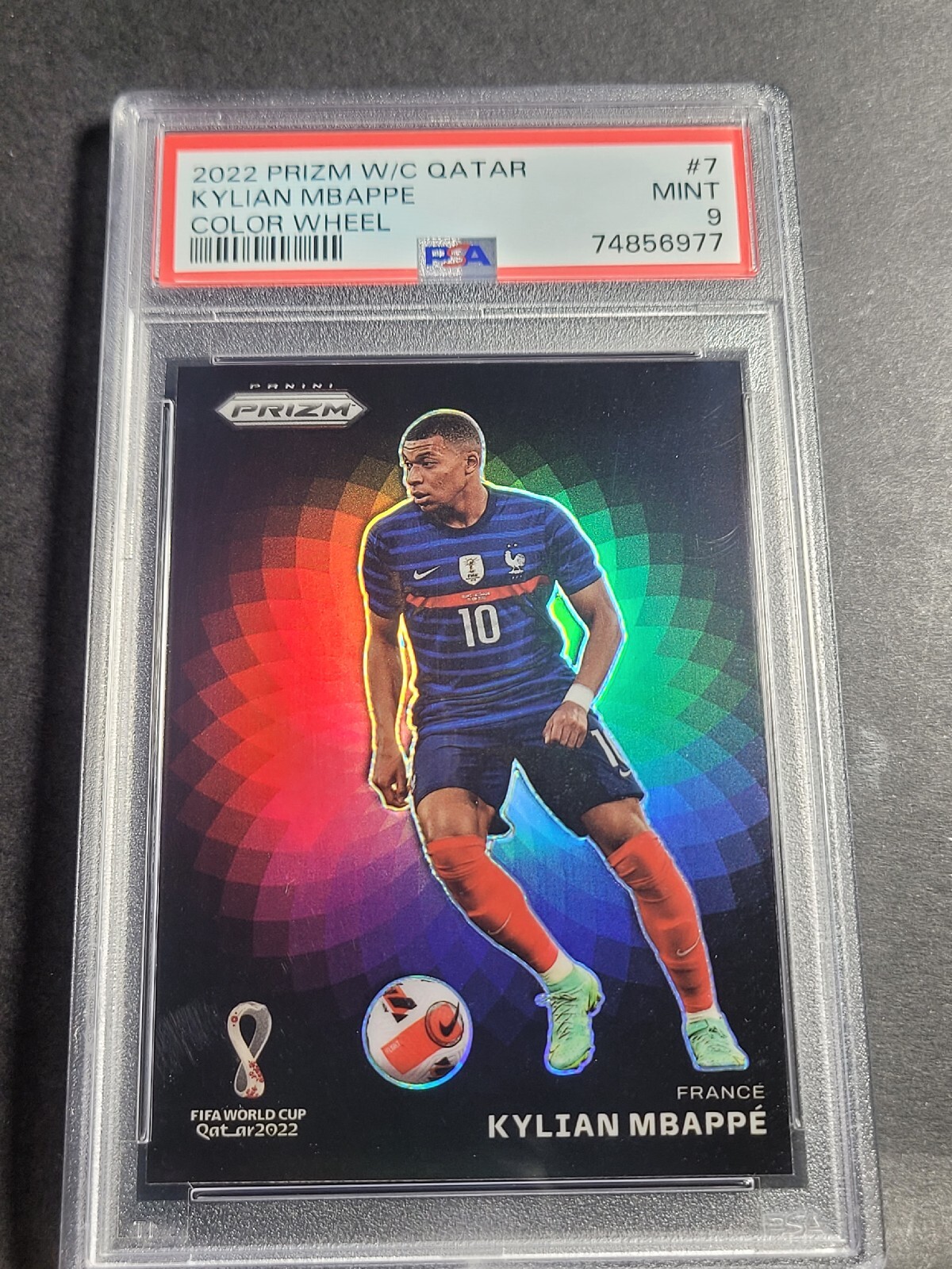 2022 Prizm World Cup Qatar COLOR WHEEL PRIZM #101 KYLIAN MBAPPE PSA 9 ULTRA RARE