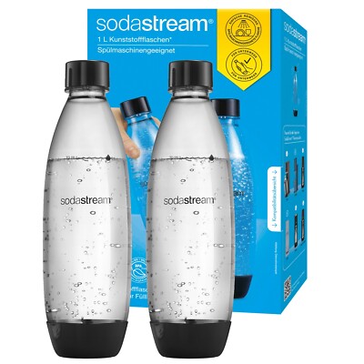 NEU Sodastream Flaschen Fuse 1L Schwarz 2er Pack spülmaschinenfest BPA frei 8719128112749