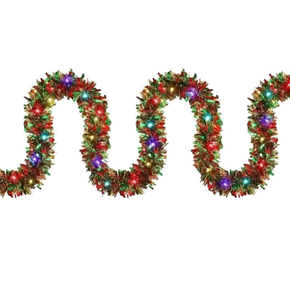 5M/16FT Christmas Garland with LED Lights Hanging Tinsel Garlands DIY Xmas Decor