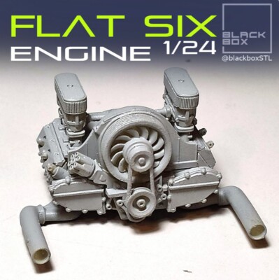 1/24 1/25 Scale Resin 3d Printed Motor Engine FLAT 6 BlackBox design 