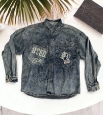 Get Used By Elie Vintage Destroyed Denim Acid Wash Shacket Jacket L Oversized