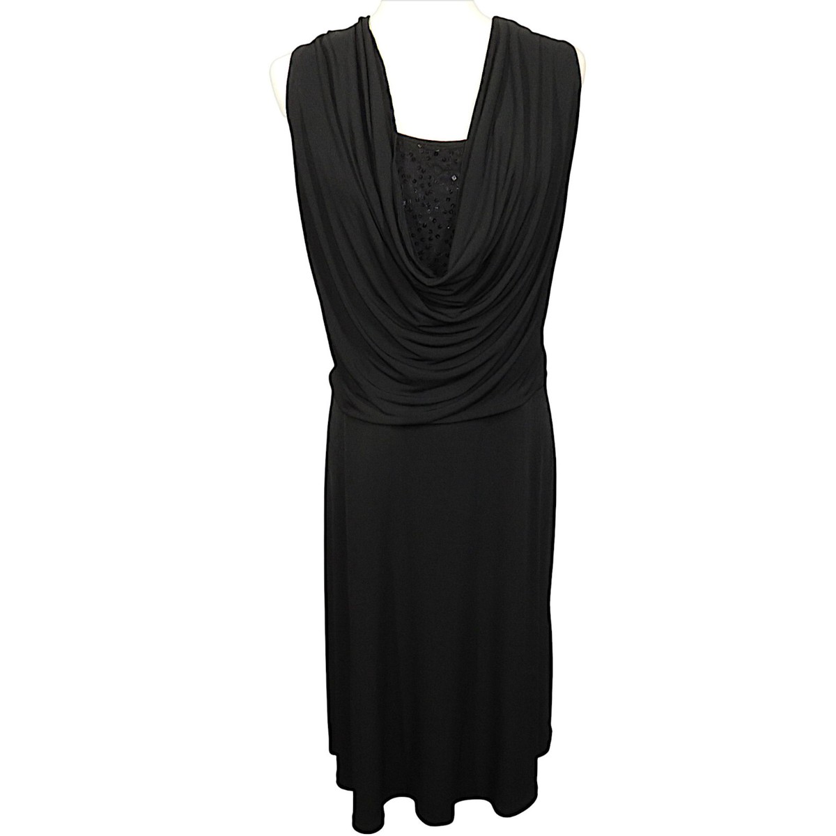 George Black Slinky Fabric Draped Neck Sequin Detail Midi Dress Plus Size  XXL 20 | eBay