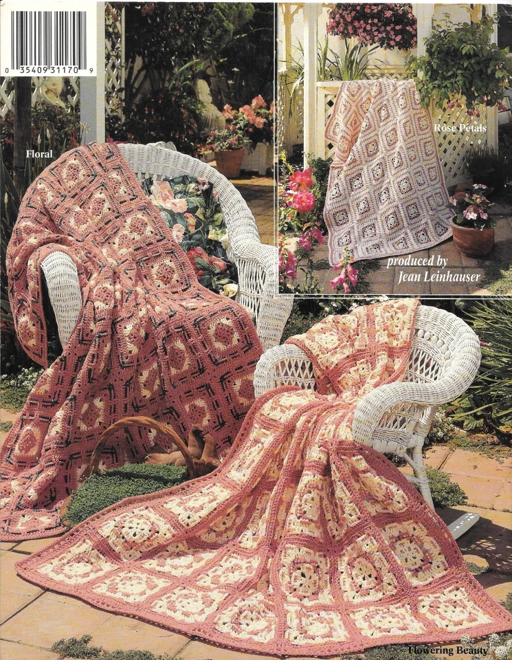 Crochet Rose Garden Afghans Applique Motif Afghans TWO Leaflets Crochet Patterns - Image 4 of 4