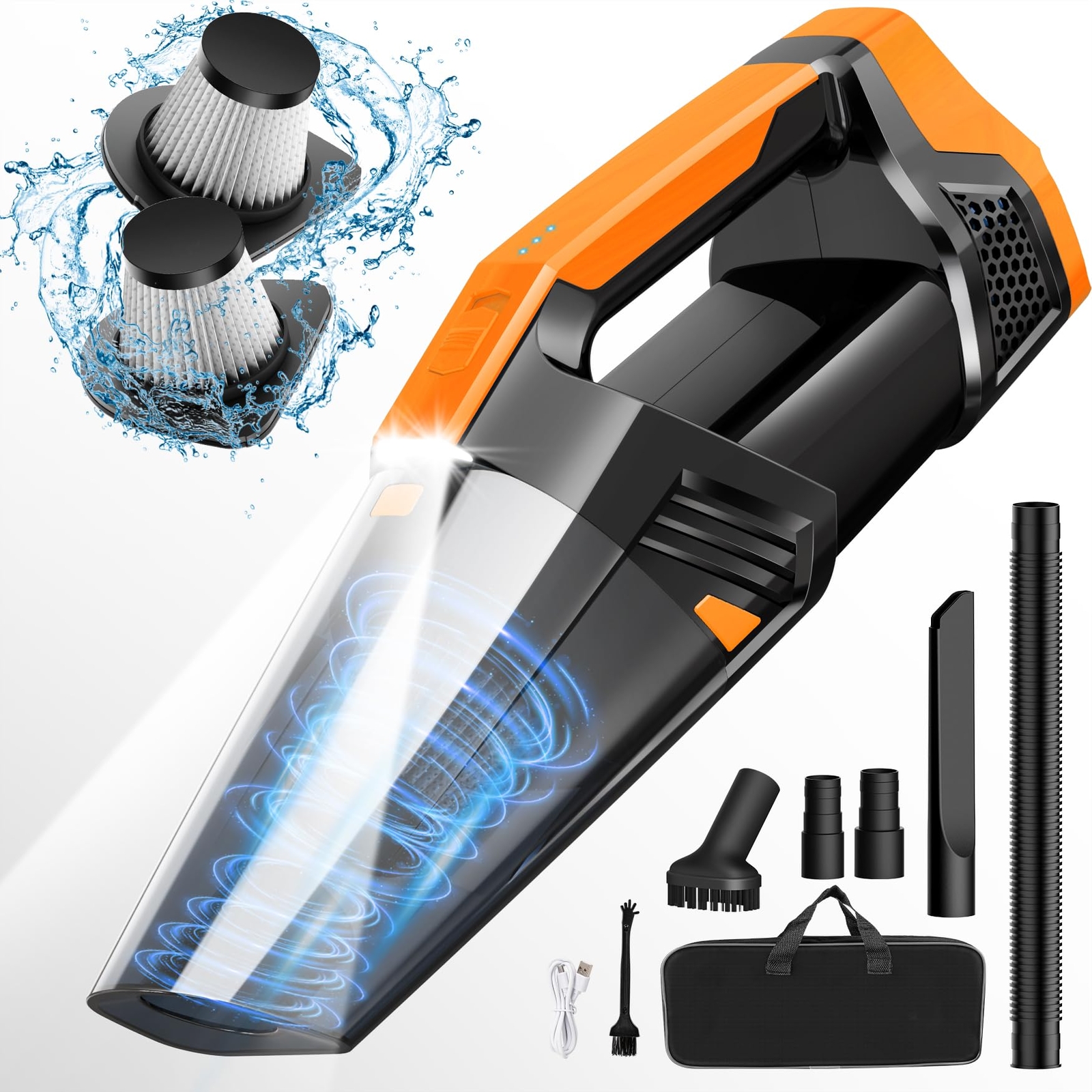 Cordless Handheld Vacuum with LED Light and High Power for Cars and Portability-image