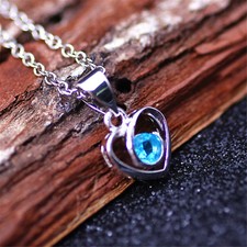 925 Sterling Silver Plated Crystal Pendant Necklace Wedding Party Gift P011