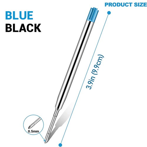 20x Black / Blue Ink Refills 0.5mm Compatible With Parker Pens Ball Point Refill - Picture 2 of 12
