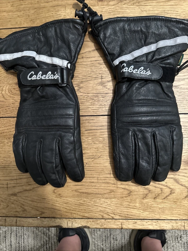 Cabela's Gore-Tex MotorSports Black Leather Gloves Size L - Image 2 of 4