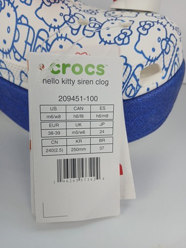 CROCS HELLO KITTY SIREN CLOG with jibbitz Size W8/M6 Unisex New With Tags - Picture 24 of 24