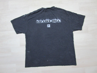 Vintage Y2K White Flame Nike ''Go Like Hell'' Black T Shirt (XL) Distressed Sports