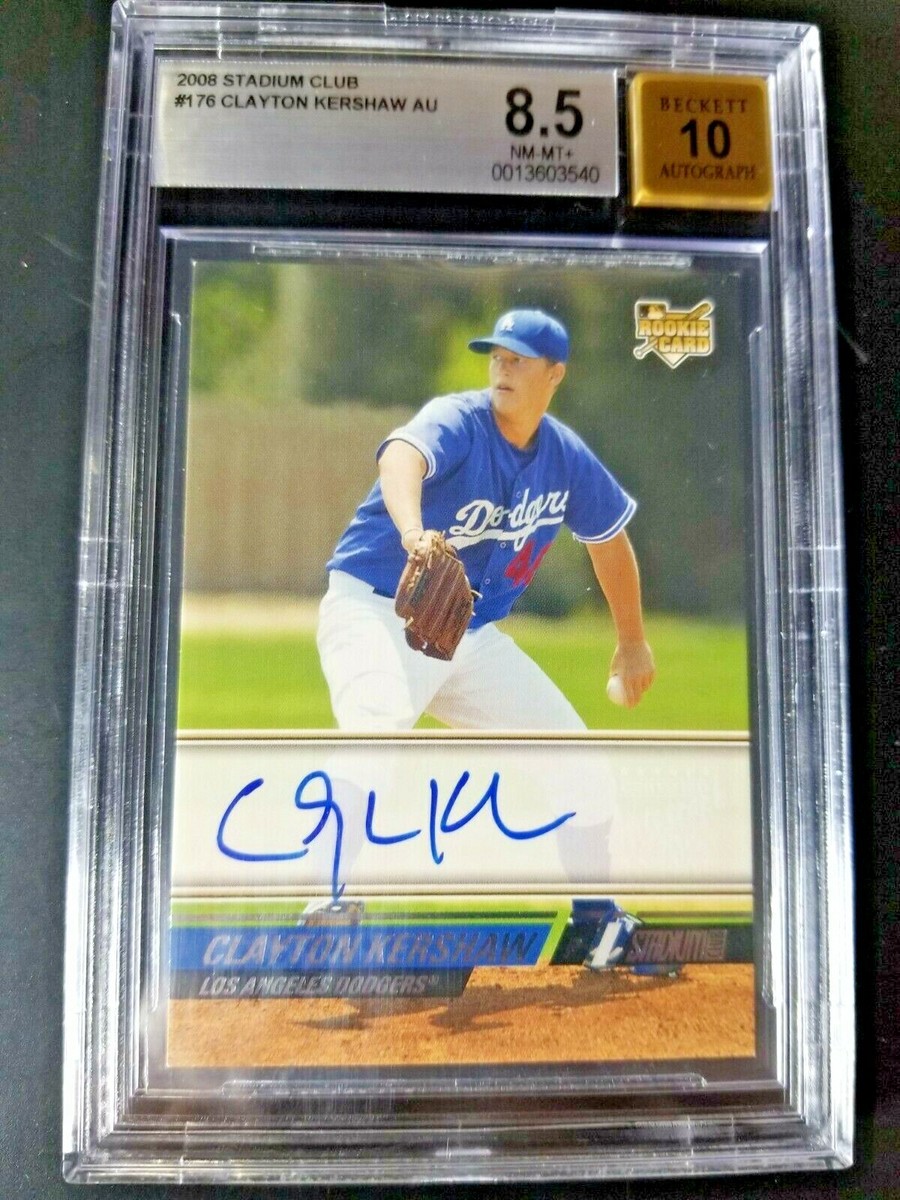 Clayton Kershaw RC 2008 Stadium Club Rookie Autograph 10 BGS 8.5