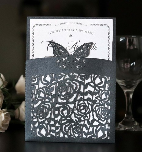 Laser Cut Rose Butterfly Wedding Invitation Card Hotel Business Greeting Cards - Picture 20 of 24