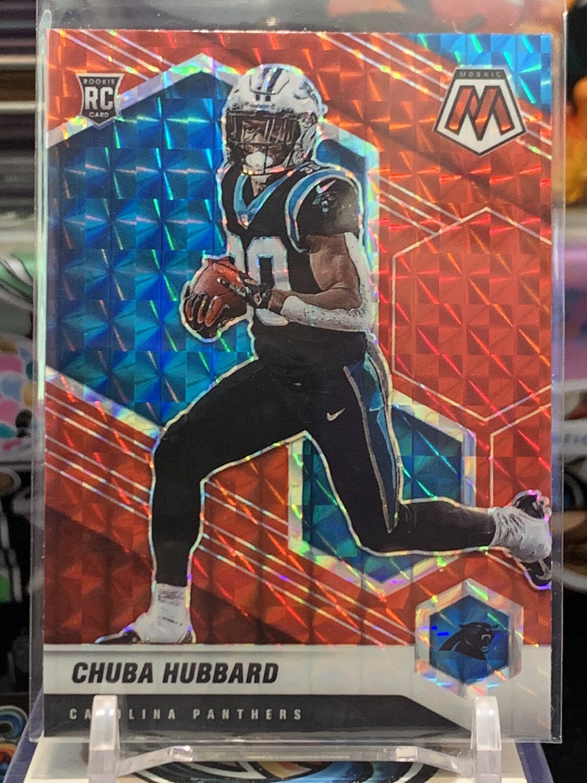 2021 Panini Mosaic Chuba Hubbard Red Prizm ROOKIE CARD #325 RC Panthers 6W