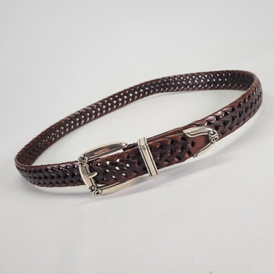 Fossil Leather Belt 28 30 M Lizard Print Woven Brown  display picture 3