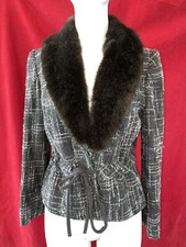 Minuet Women's Wool Blend, Detachable Fur Collar Jacket. Size Uk 8