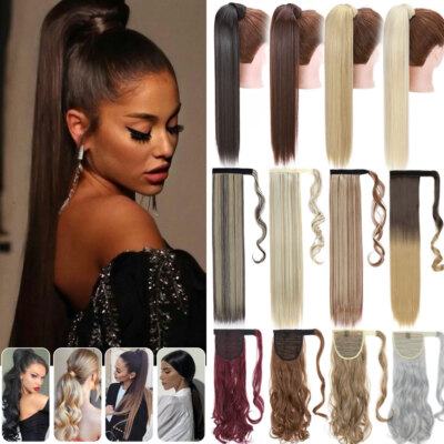 Lang Pferdeschwanz Zopf Haarverlängerung Pony Tail Haarteil Extensions Lockig AM