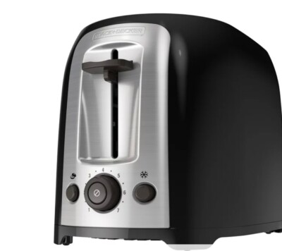 2 Slice Wide Slot Toaster - Black & Chrome