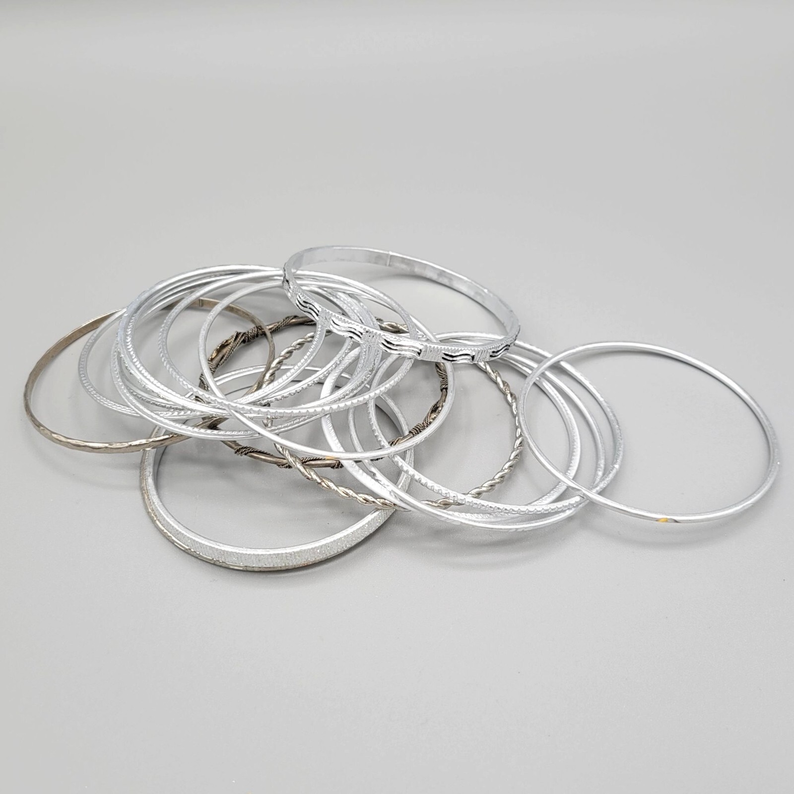 Silver Tone Assorted Bangle Bracelets Set Of 40 W… - image 5