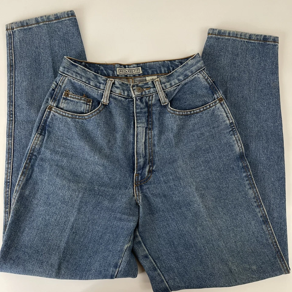 Vintage 90s NUOVO County Seat Light Wash Super Hi-Rise Tapered Mom Jeans 26 X 30 Foto 2 de 4