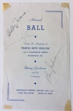 Benny Goodman, Bernie Leighton, Shelly Manne Signed Page JSA Certificate