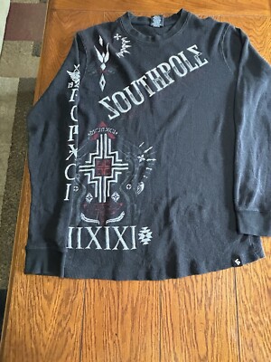 Vintage Y2K Southpole Waffle-knit Thermal Long-sleeve Graphic