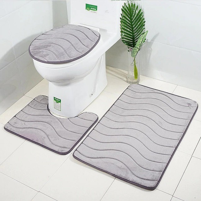 Memory Foam 3 Pc Bathroom Rug Absorbent Bath Mat Set Small Large And Contour Rug For Sale Online