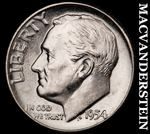 1954 Roosevelt Dime- Silver- Choice Gem Brilliant Uncirculated Luster #J4554