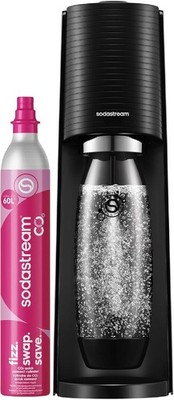 SodaStream TERRA Wassersprudelbereiter - Schwarz, mit 60L CO2 Zylinder & BPA