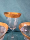 3-Crystal Glasses Gold Encrusted Rim Tiffin Franciscan Rambler Rose Valencia? — photo 5