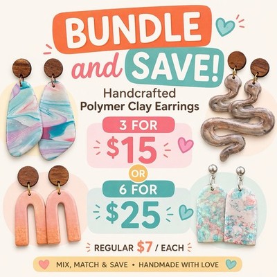 Unique Polymer Clay Earrings | Hand Crafted  Earrings | Bundle Gifts | Giftable