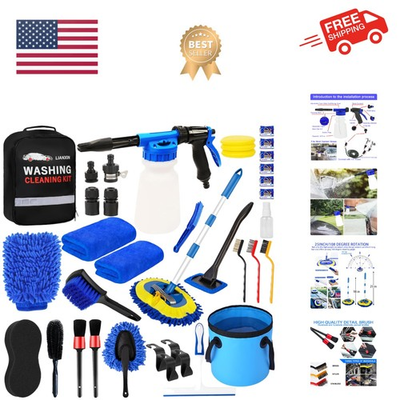 #ad 37Pcs Car Wash Detailing Kit Foam Gun Sprayer Long Handle Foldable Car Wash B... $80.99