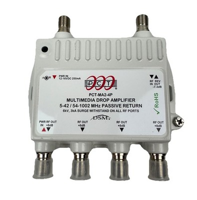 PCT Multimedia Drop Amplifier PCT-MA2-4P, 5-42/54-1002 MHz  Passive Return