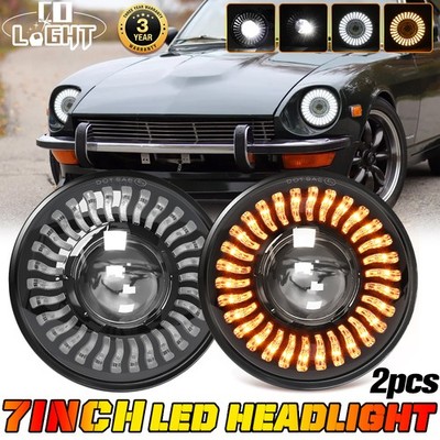 2PC 7'' LED Headlights STARTING Halo DRL For Datsun 240Z 260Z 280Z 280ZX 1970-78