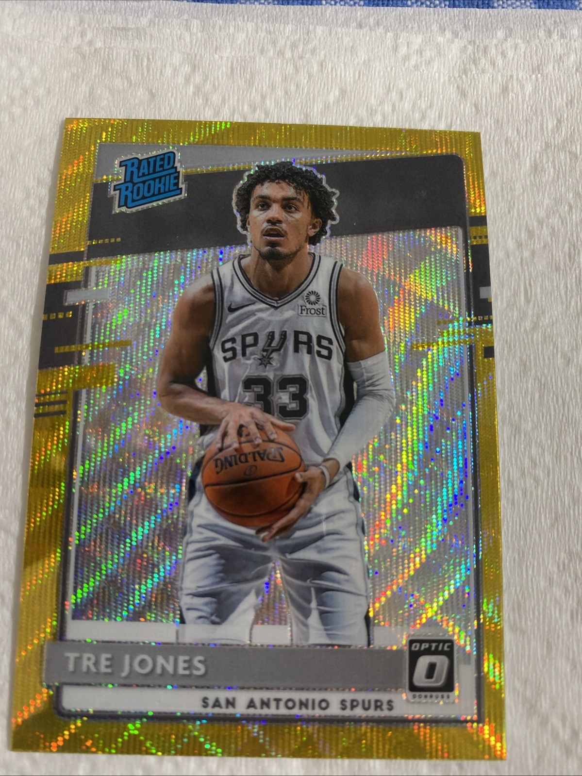 2020-21 Donruss Optic Tre Jones Rated Rookie Gold Wave #188 Spurs