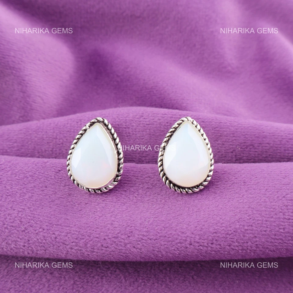 Color Latte Opale Gemma 925 Argento Sterling Bianco New Anno Dello Sposo Gemelli - Immagine 4 di 4