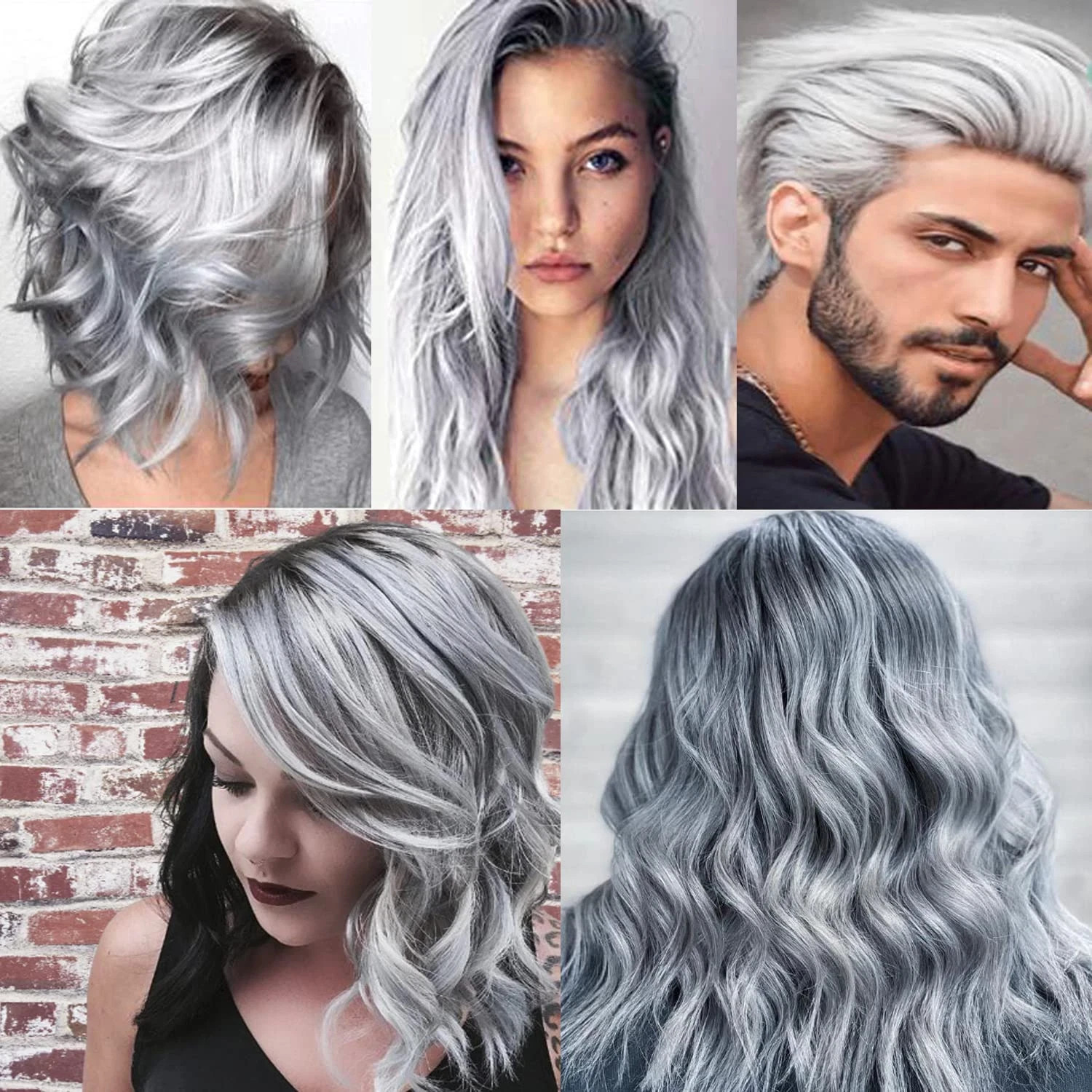Silver Gray Hair Color Wax, Natural Hairstyle Wax 4.23 Oz, Temporary Hairstyle C