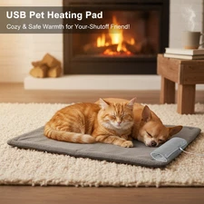 USB Pet Heating Pad Electric Warmer Mat Cat Dog Bed Safe Auto-Shutoff Soft 12x20