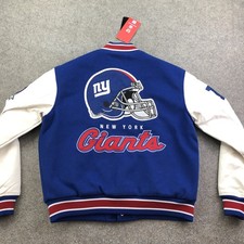 New York Giants Jacket Mens Small Blue NFL Football Ultra Game Varsity Bomber