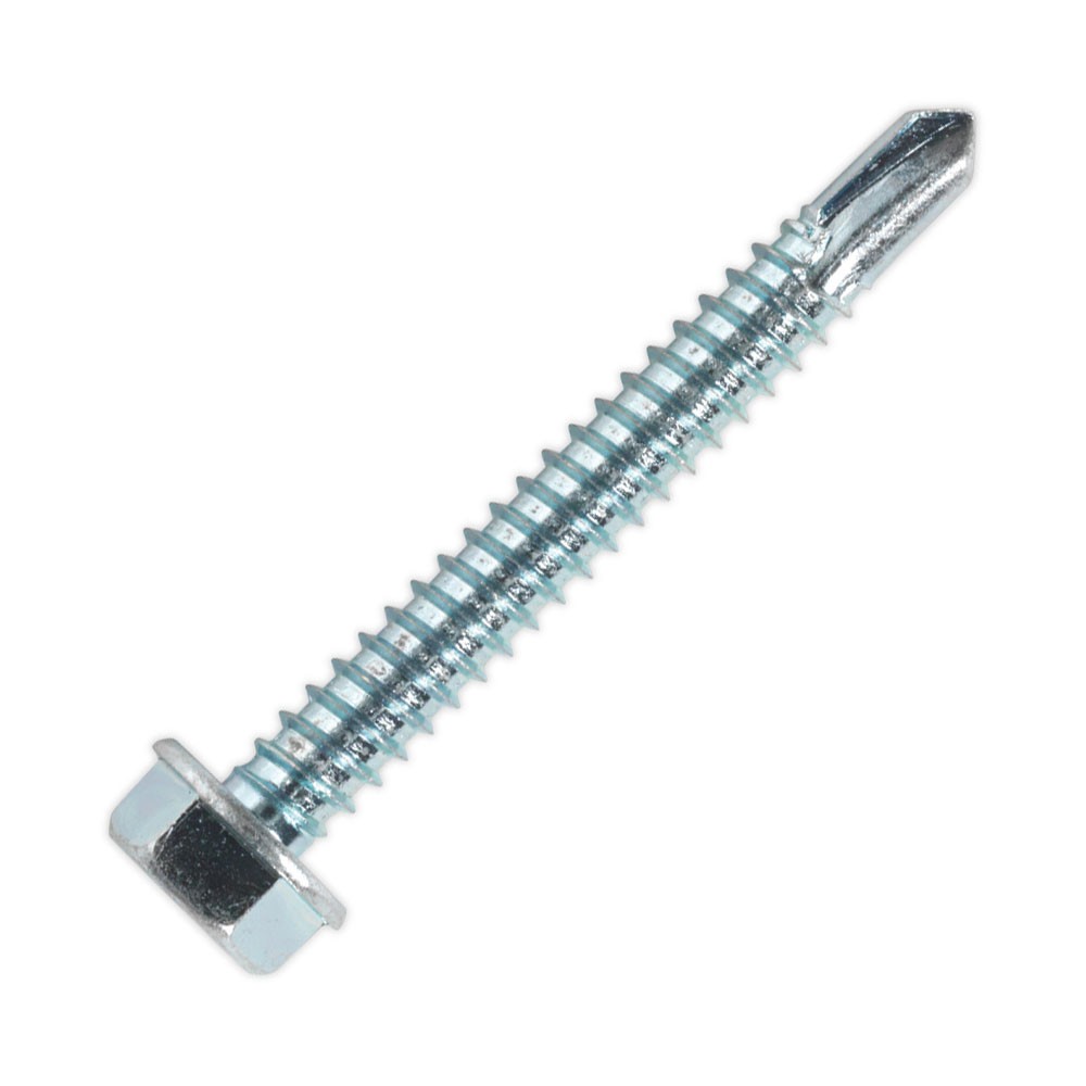 Sealey Self Drilling Screw 6.3 x 50mm Hex Head Zinc DIN 7504K Pack 100