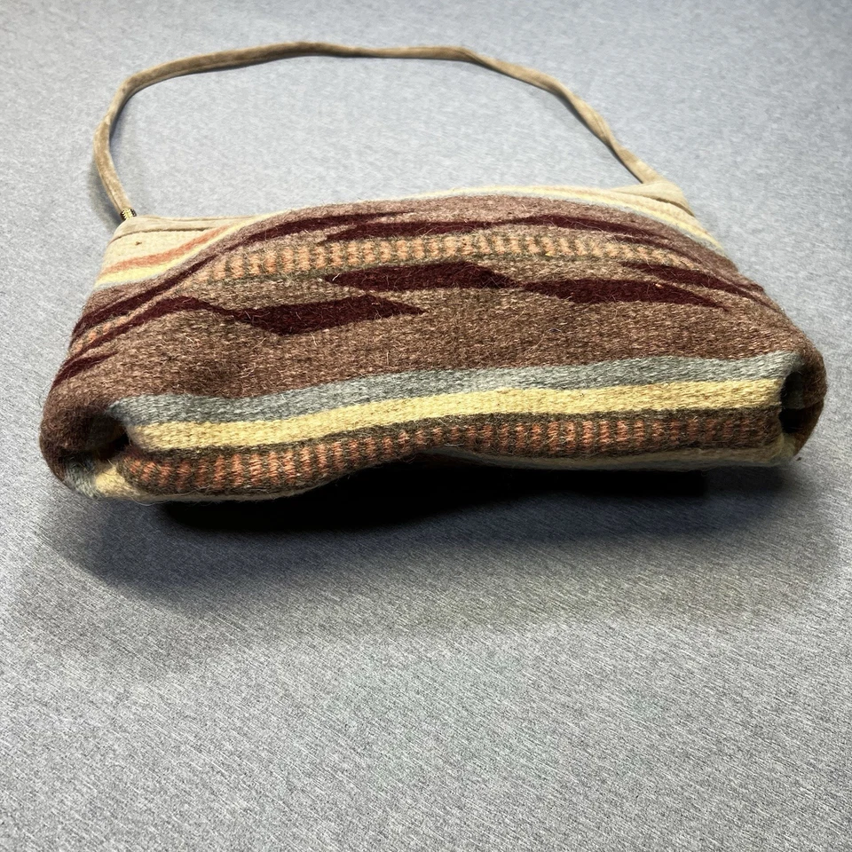 Bolso Bandolera Cartera Manta Vintage Doble W Marca Lana Cuero Suroeste  Foto 3 de 4