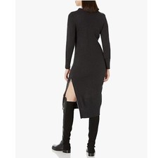 Calvin Klein Women Medium Midi Sweater Side Slit Zipper Knit Dress Black