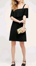 Anthropologie Maeve Rory open shoulder dress ruffle Black Size XS