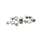 Costume Jewelry Ring Lot, Vintage, Bands, CZ, Rhinestone, 12 Rings 7-8 Repurpose