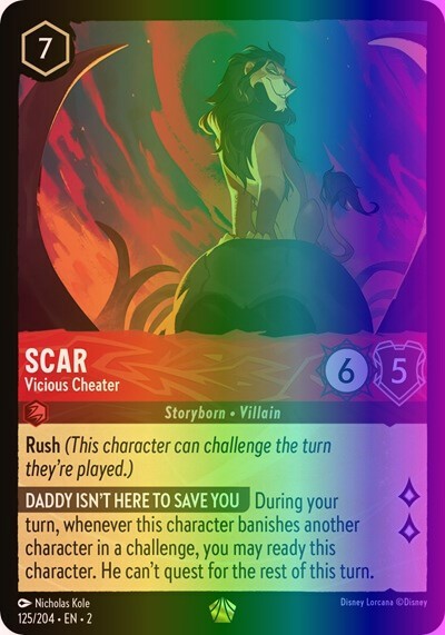 Lorcana Scar - Vicious Cheater (125/216) Ch. 02 Rise of the Floodborn NM FOIL