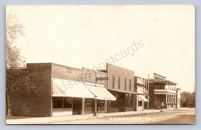 K1/ Cambridge Iowa RPPC Postcard c1910 Hotel Stores Main Street  425